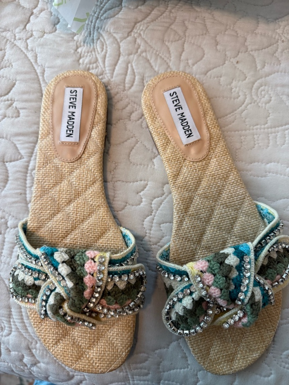 Steve Madden Crochet Crystal Slides 8.5M New In Box